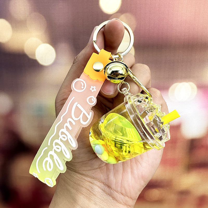 Wholesale Acrylic Oil Flashing Lamp Colorful Bean Iceberg Cup Floating Bottle Keychain